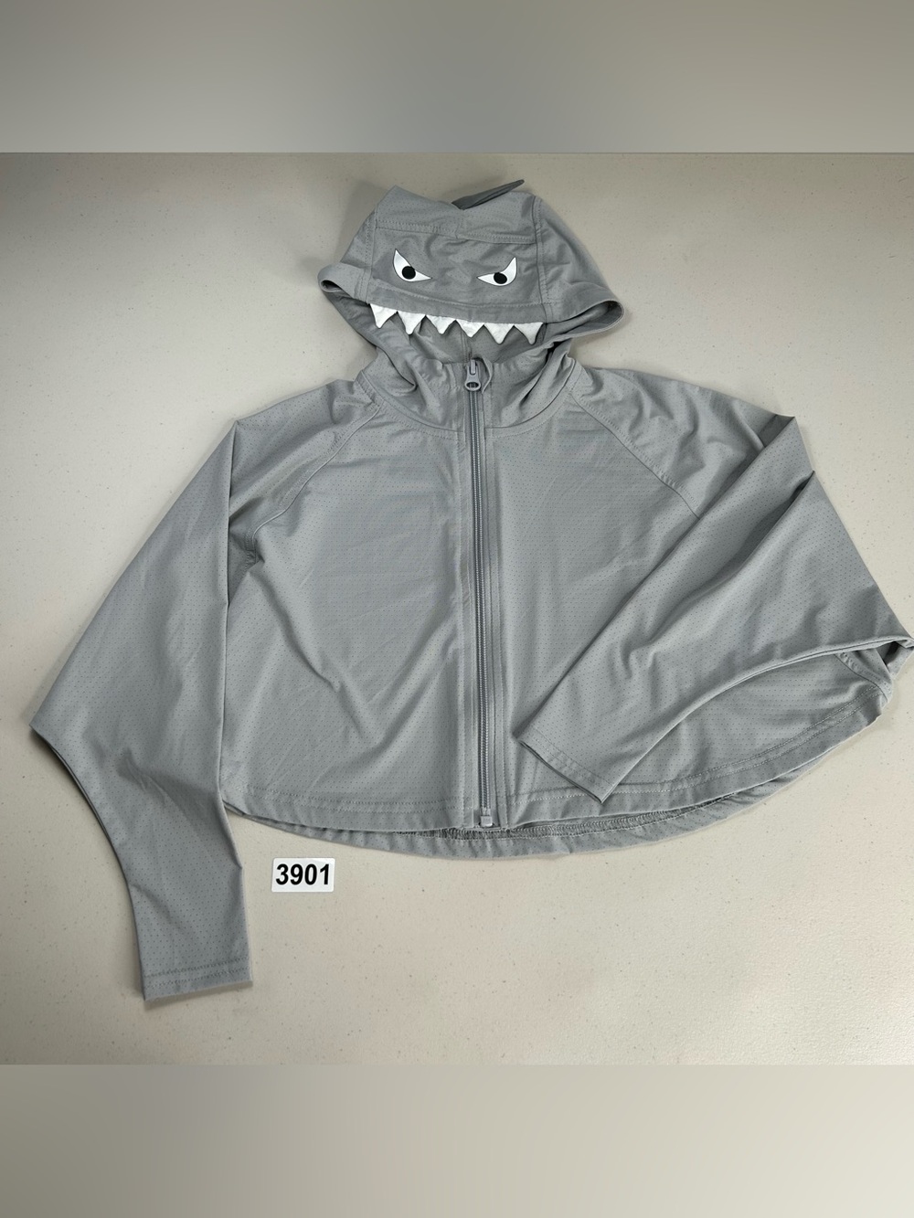 HAZEL + HARPER Kids UPF Swim Coverup Gray Shark Full Zipper One Size 2T-4T